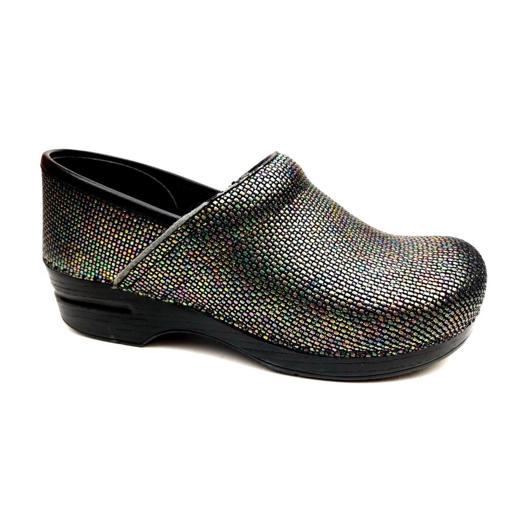 Dansko Black Iridescent Clogs Size 40 (US 9.5-10) Bead Texture